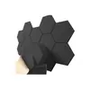 Painéis absorventes de som de fibra de poliéster transfronteiriços, conjunto artístico de 12 peças hexagonais chanfradas, painéis de parede acústicos à prova de som autoadesivos