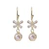 S925 Brincos de Prata Pin Coreano Pérola Flor Novo Estilo Nacional Trendy Simples Cem Torres Ins Design Sense Brincos Compactos para Mulheres