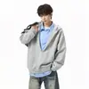 Sudadera con Capucha de Retazos Rayada de Marca de Moda para Hombre Pareja Holgada Versátil Sudadera con Capucha Hombre Nuevo Estilo 2026