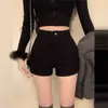 Pantalones Casuales Gruesos Calientes Forrados de Polar Estilo Chica Caliente Americana para Mujer 2025 Nuevos Shorts Ajustados de Cintura Alta Otoño e Invierno