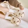 Pantuflas de Casa con Lazo para Mujer Invierno Interior para el Hogar Suela Gruesa Pantuflas de Lana para el Hogar Forro Polar Cálido Pantuflas de Algodón Plush