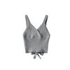 Sexy Backless Curto Costas Lace-up Top Feminino Francês V-neck Cruz Slim Malha Colete Pequeno Sling