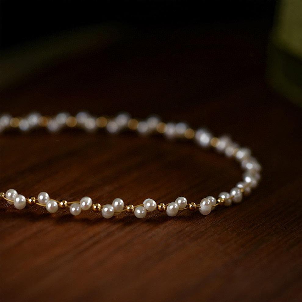 法式轻奢编织天然淡水珍珠项链高级感小众设计珍珠满天