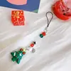 Novo cordão de celular para bolsa com pingente de árvore de Natal de contas de vidro de alto valor de cor, pintado à mão, pingente de corrente para celular de estudante, presente requintado