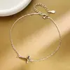 Mais vendido na Europa e América, tornozeleira de cruz S925 para mulheres, nicho, pulseira simples e versátil, joias da moda estilo executivo atacado