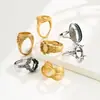Anillo Ovalado Chapado en Oro de 18 Quilates con Patrón Personalizado de Cruzado Romano Anillo Setting Hecho a Mano DIY Incrustado de Cera de Abeja Ámbar