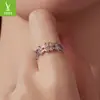 Anillo Original de Trébol de Cuatro Hojas de la Suerte Yinziyun Moda Europea y Americana Tendencia Anillo de Hoja de Cobre Platino Oro Rosa Joyería