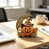 Bestseller transfronteiriço Halloween abóbora de madeira fantasma gato preto enfeites para quarto e mesa decorações de feriado artesanato em madeira