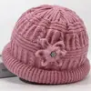 Chapéus de Inverno para Mulheres de Meia-Idade e Idosas, Espessados com Lã Sintética, Chapéus Quentes para Mães, Chapéus de Lã Tricotados para Senhoras Idosas no Outono