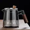 Bule de Chá com Alça de Madeira, Bule de Vidro Doméstico de Grande Capacidade para Infusão, Conjunto de Chá Kung Fu, Fabricante de Chá com Separação de Água e Folhas