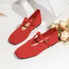 Comercio Electrónico Transfronterizo Tallas Grandes Otoño 2026 Nuevos Zapatos Mary Jane para Mujer Punta Cuadrada sin Cordones Planos Tejidos Zapatos Individuales al por Mayor