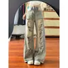 Jeans de estilo americano para streetwear, rotos y desgastados, para mujeres de talla grande, nuevo modelo de verano, corte holgado, pierna recta, pierna ancha