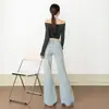 Pantalones Acampanados de Cintura Baja con Forro de Polar Estilo Americano para Mujer, Nueva Moda de Invierno 2025, No Ajustados, Versátiles, Adelgazantes, Elásticos, Jeans