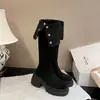 Botas acolchoadas de salto alto de uso duplo para mulheres, com sola grossa, novas botas longas de cano alto slim-fit para outono/inverno 2026 para mulheres