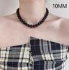 Collar de perlas negras Shijia del mismo estilo Fever, cadena de clavícula francesa retro, cadena de cuello de cuentas de arroz para mujer, cadena de lana