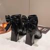 Novo Estilo Chanel-Inspirado Celebridade da Internet Francesa Mary Jane Baixa Salto Alto Retrô 2024 Nude Bico Redondo Botas