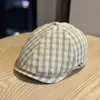 Nueva Gorra de Pato Casual Versátil Estilo Británico Sombrero de Mujer 2026 Sombrero de Sol de Verano Gorra Cuadriculada Adelante Boina de Moda