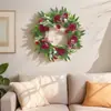 1 pieza de corona de rosa artificial y gypsophila para la puerta principal - una pequeña corona de flores florecientes para el hogar de estilo rural durante todo el año, boda, vacaciones, decoración interior y exterior, verde realista para decoración de primavera, verano, otoño e invierno