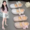 Zapatos de Cristal para Niñas con Lazo, Zapatos de Princesa, Nuevos Zapatos Individuales Primavera y Otoño 2026, Zapatos de Cuero con Diamantes Completos para Niñas Jóvenes