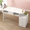 Mesa Blanca Estilo Crema para Uñas para Uso en Casa, Lujo Ligero, Moderna, Mesa Multifuncional para Salón de Uñas, Set Completo para una Persona, Diseño Sencillo