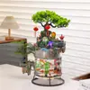 Xintianquan acuario con fuente de agua de montaña artificial de escritorio con agua auto-circulante, pieza decorativa para mesa de centro de sala de estar, fuente de agua para generación de riqueza