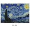 Manteles Individuales de PVC Estilo Pintura al Óleo Noche Estrellada de Van Gogh Manteles para Comedor Occidental de Hotel Manteles Clásicos Creativos Aislantes de Calor Manteles Impresos para Vajilla Posavasos