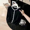 Nova Coleção Outono/Inverno 2026: Suéter de Tricô Feminino com Gola Redonda e Detalhe de Babados, Suéter Estilo Francês para Mulheres