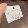 Moda Japonesa Coreana Suave Versátil Circonita Perla Estilo Pequeño Chanel Juego de Pendientes de Tres Piezas Exquisitos Joyería Ligera Simple Pendientes Super Brillantes