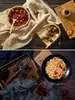 Ornatos Antigos Retrô Comida Comida Gourmet Foto Fotografia Adereços Conjunto Prato Tecido de Fundo Papel Decorativo