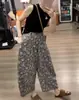 26106 Novo Daai Mei Yiyuan 2026 Verão Novo Vintage Preto Sem Mangas Colete Casual Calça Floral Estiloso
