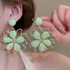 Pendientes de Tul con Flor de Cristal y Borla Dulces Moda Fresca Estilo Casual Diseño de Gancho para Oreja Pendientes de Nicho Venta al por Mayor