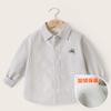 Camisa de manga comprida listrada e espessada com forro de lã para meninos, roupas infantis de inverno, outono e inverno, camisa infantil para bebês, roupas infantis de inverno para meninos