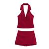 Ropa Popular para Mujer 2025 Verano Nuevo Estilo Top Halter Estilo Camisa Culottes de Cintura Baja Traje de Moda Verano