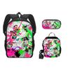 Nueva Mochila Escolar de Splatoon 3 Mochila de Poliéster Mochila para Niños Bolso de Hombro Estuche para Lápices Juego de Tres Piezas