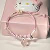 Pulsera de hilo tejida a mano Hello Kitty, pulsera linda, regalo para amigas estudiantes, Hello Kitty ajustable