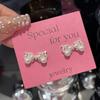 Aretes de Perlas con Lazo Plateado Mate Aguja de Plata S925 Aretes de Lazo de Perlas Lindos Dulces Frescos para Mujer