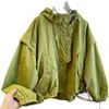 Jaqueta de baseball única e estilosa com design Maillard, casaco casual com capuz para trabalho para mulheres, jaqueta trench coat de primavera e outono, moderna