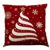 Amazon Temu Más Vendido Funda de Almohada de Algodón Estampada Roja Navideña Cojín para Sofá Cojín para Coche