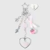 Ins Dulce Femenino Estilo Universitario Vidrio Flor Oso Lazo Fresa Corazón Alas Llavero DIY Colgante de Bolsa