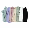 Nueva Camiseta de Algodón Pima para Mujer, Algodón Merceizado, Cuello Redondo, Hombro Normal, Camiseta Blanca, Algodón de Fibra Larga, Top Básico de Manga Corta de Alta Gama