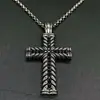 Collar de acero inoxidable para hombre con diamantes densos europeos y americanos, popular estilo hip hop, colgante de cruz con pedrería negra, cadena de quilla, venta al por mayor