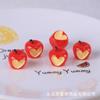 Manzana de amor roja tridimensional accesorios de resina corazón de manzana DIY llavero colgante cadena para teléfono móvil materiales hechos a mano