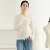 Suéter de cachemira con diseño de borlas huecas, suéter de punto casual y moderno de cuello redondo para mujer, corte holgado para otoño