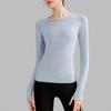 Top Esportivo Feminino Outono e Inverno Justo Gola Redonda Roupa de Yoga Profissional Corrida Pilates Treinamento Roupa de Ginástica Manga Longa