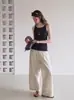 Camisola de punto de seda de hielo gris estilo francés para mujer, perfecta como prenda exterior de verano, con un tacto de alta gama, ideal para llevar debajo de un traje, y un top sin mangas muy elegante