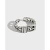 JT335 estilo coreano distinto aberto anel de prata vintage distressed cinto buckle chain s925 sterling anel de prata para as mulheres