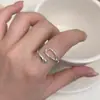 Anillo Liso Estilo Coreano Asimétrico Plata de Ley 925 Anillo Versátil Diseño de Nicho Ins para Mujer Anillo de Combinación No Descolorible