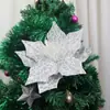 25cm Flores de Natal com Pó Dourado Decorações de Árvore de Natal Guirlanda de Natal Enfeites Acessórios de Decoração de Festa Decoração de Natal