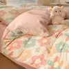 Conjunto de Cuatro Piezas de Leche Estampada de Invierno, Manta de Coral de Doble Cara, Funda de Edredón Individual, Conjunto de Tres Piezas para Dormitorio Individual/Doble, Uso Doméstico