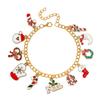 Pulsera de Cadena Navideña Europea y Americana Transfronteriza Accesorios para Fiesta Regalo Navideño Muñeco de Nieve Papá Noel Pulsera Venta al por Mayor